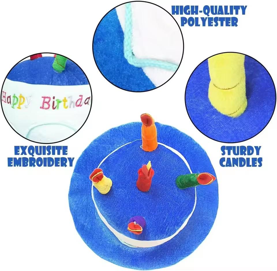 Plush Happy-Birthday Hat Cake 5 Candles Adult Size Fancy Dress Party Hat Perfect As Party Favors Costume Accessories New 2025