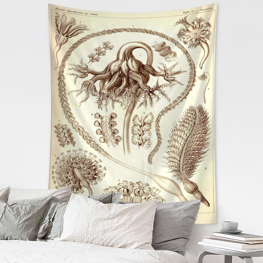Boho Style Psychedelic Witchcraft Art Mystic Home Decor Undersea Insect Identification Map Tapestry Wall Hanging