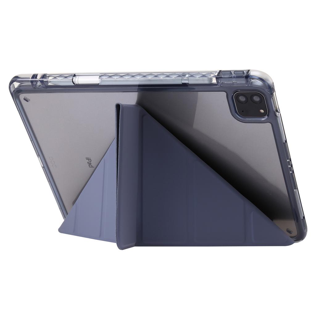 For iPad Pro 13 (2024) Case TPU+Acrylic+PU Leather Origami Stand Clear Back Tablet Cover