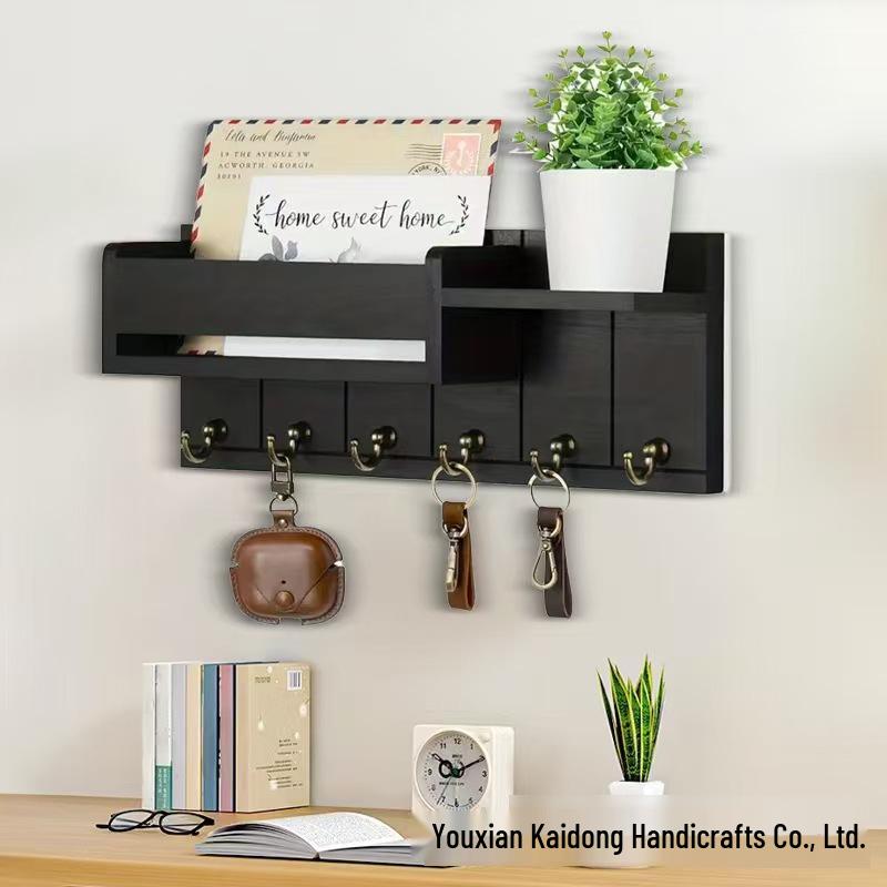 Modern Minimalist Solid Wood Wall-Mounted Entryway Key Shelf
