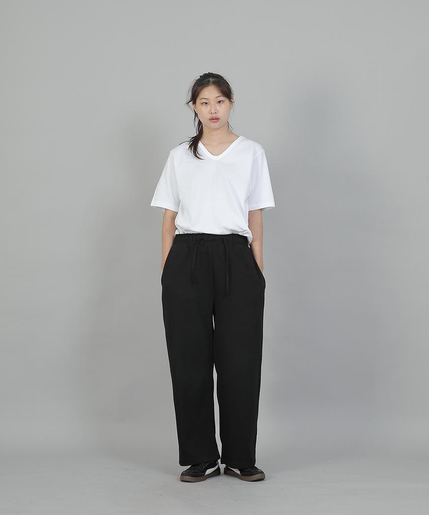 SAINTCREW Soft Elastic Waist Wide Pants Esb-384 Black