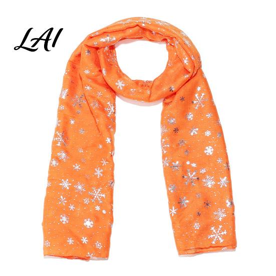 Soft Blend Shawl Glitter Sparkly Foil Snowflake Print Scarf for Women Christmas Decorative Theme Wrap Fall Winter Lightweight Fabric Gift