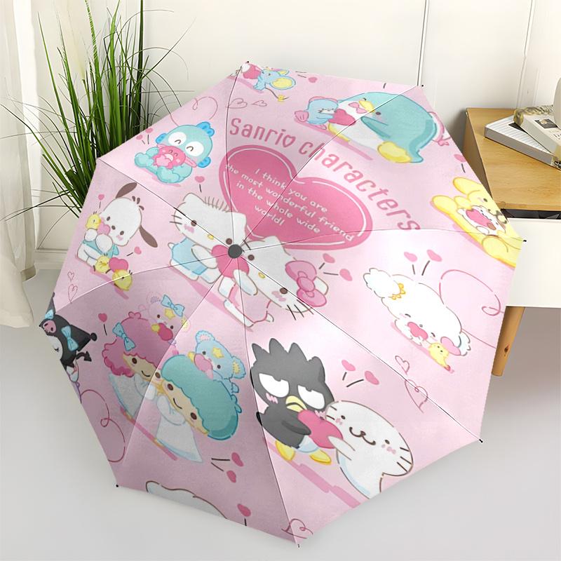 

1pc Sanrio Characters Heartfelt Friendship Umbrella - Automatic Opening & Closing, Foldable Design, Iron Frame, Outdoor Use, Perfect Gift for Fans, Tr