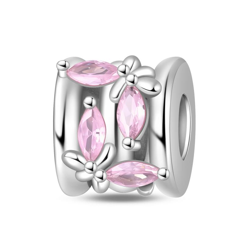 Copper Rubik'S Cube Pet Cat Charm Pink Cz Beads Dangle Pendant Fit Original Charms Bracelets Women Diy Jewelry Gift