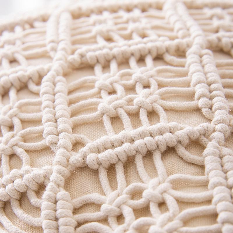 Handmade Cotton Rope Woven Lumbar Cushion Cover for Sofa