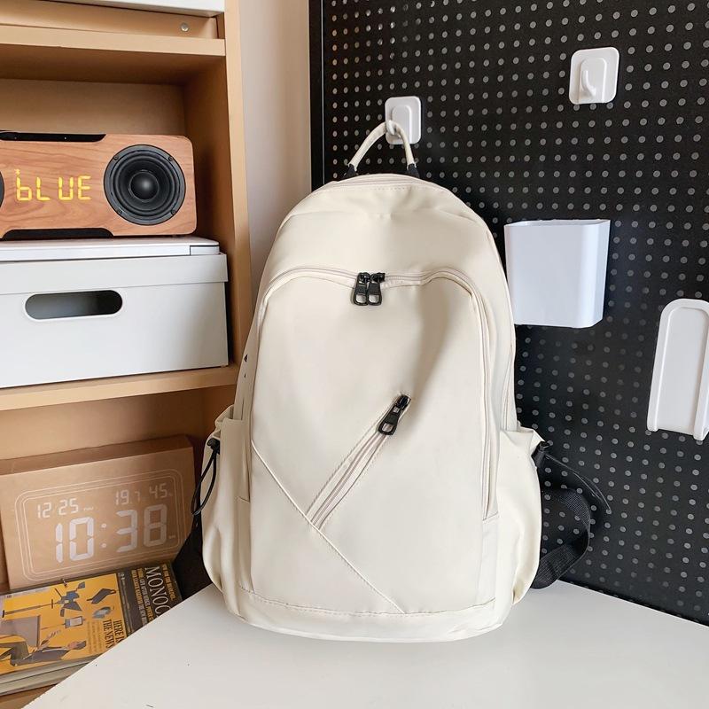 Schoolbag High-end Large-capacity Backpack Men's Backpack Versatile Solid Color Schoolbag Female College Student Junior High School Backpack Tide