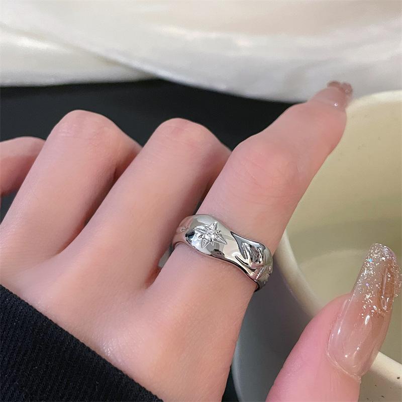 Simple And Fashionable Flower Opening Ring Dripping Oil Personality Full Diamond Stacking Wearing Combination Niche Design Ring Woman