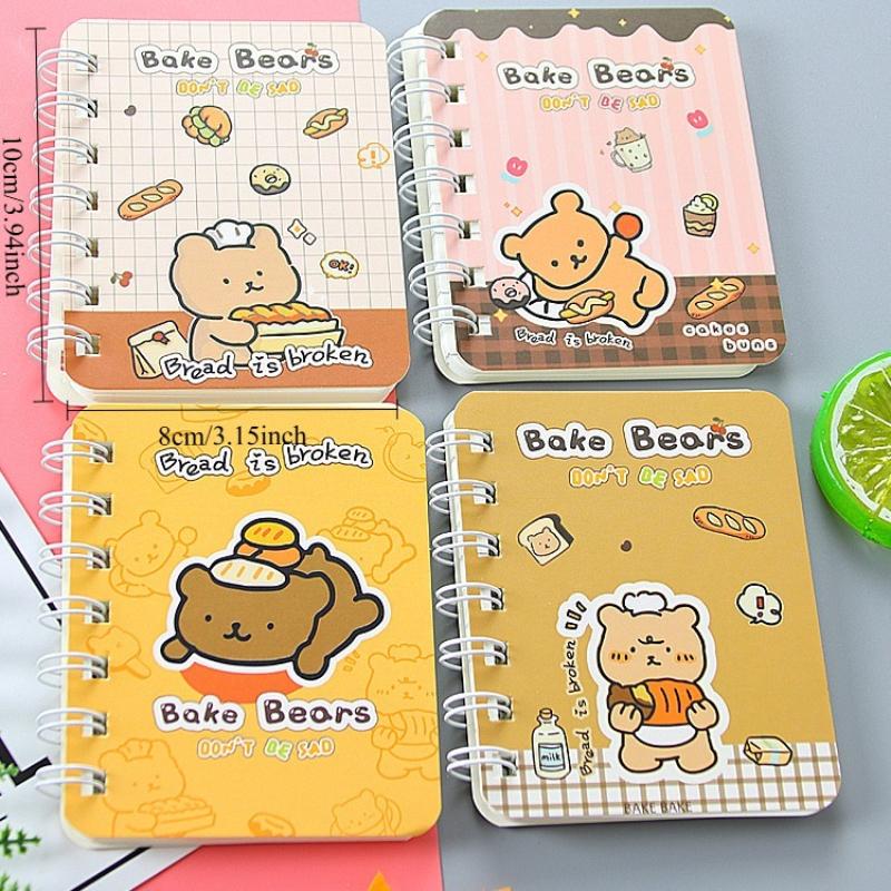 2 шт. Запеченный Мишка Мультяшный Блокнот на Спирали A7 Карманный Мини-Блокнот Дневник Портативный Офисный Блокнот Ежедневный Еженедельный Планировщик Школьные Принадлежности Праздничный Подарок Random style 2Pcs