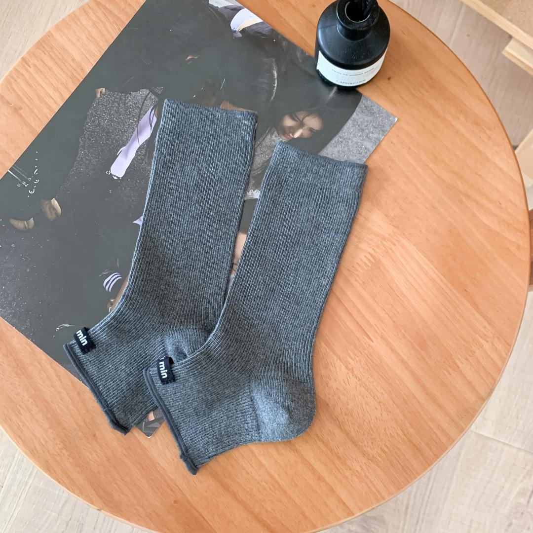 Japanese Plaid Bow Pile Socks Autumn And Winter Socks Women S Small Fresh Black And White Gray Mid-Tube Socks Trendy Ballet Style One size fits all темно-серого