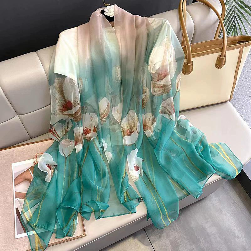New Beach Stoles Sunscreen Wraps Shawls Silk Scarf Spring Foulard Female Hijab Scarves Wraps for Women Hijab Headband Bandana