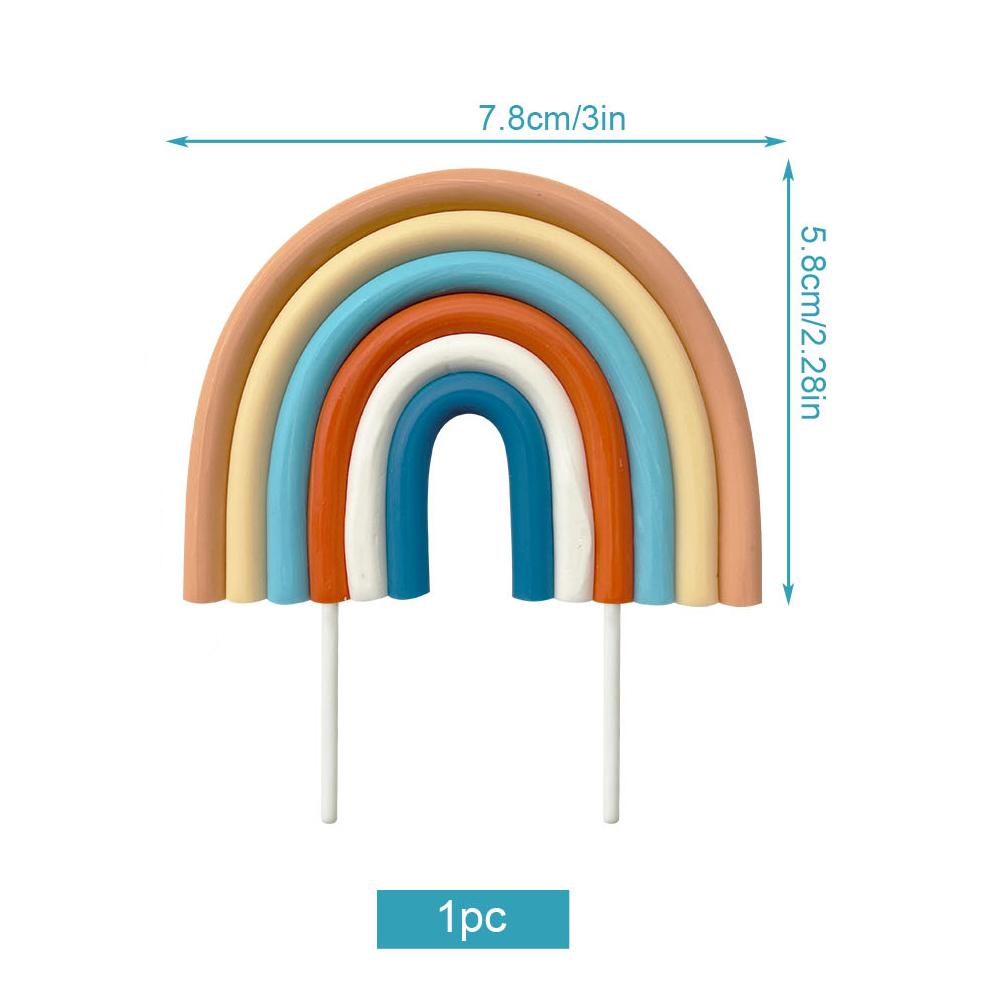 Rainbow Flowers Cake Toppers Boho Cake Decorations with Flower Rainbow Balls for Girl Birthday Party Hippie Boho Party Supplies