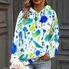 Women Plus Size Abstract Printed Long Sleeve Drawstring Hood Kangaroo Pocket Pullover Hoodie