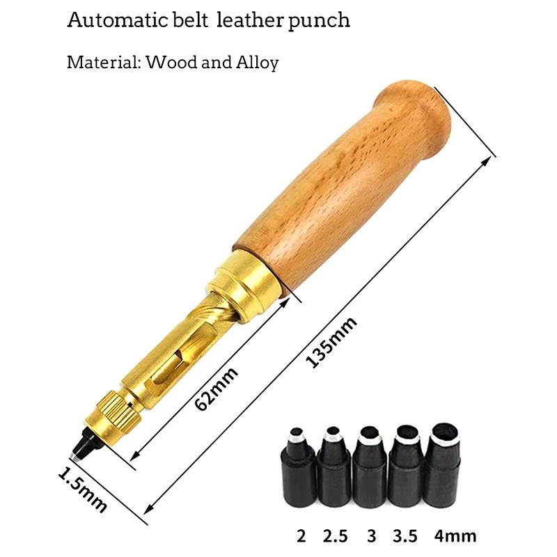 Děrovací šroub Vyjímatelná vrtačka na knihy Automatická s 6 velikostí špičky 1,5-4 mm Automatické řemeny Šroubovací děrovací kožený nástroj