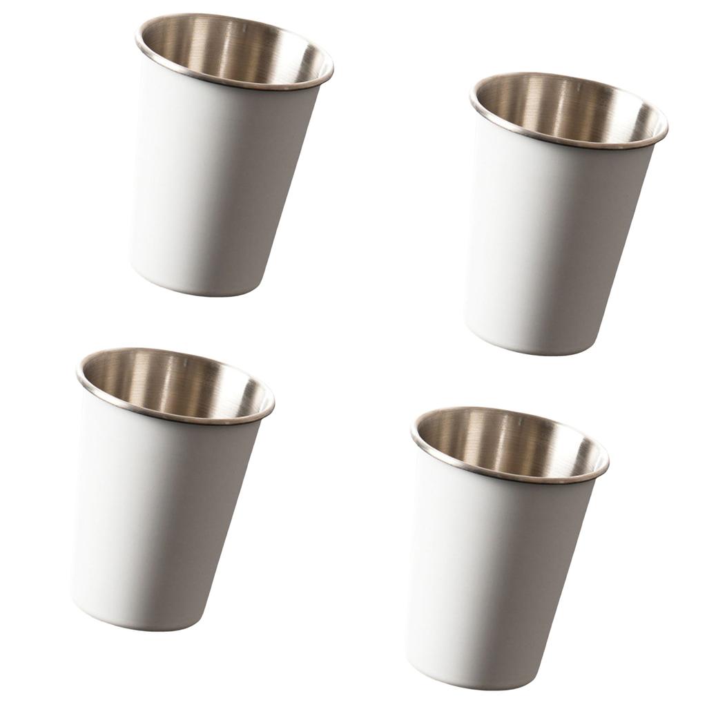 4pcs Stackable Camping Water Cup 350ml Teas Coffees Milk Beer Mug Stainless Steels Drinking Cups Outdoor Travel Cups