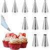10 Pcs Round Piping Tip, Decorating Tips for Frosting, Ideal for Frosting Cupcakes, Cakes, and Cookies (Ten Models)