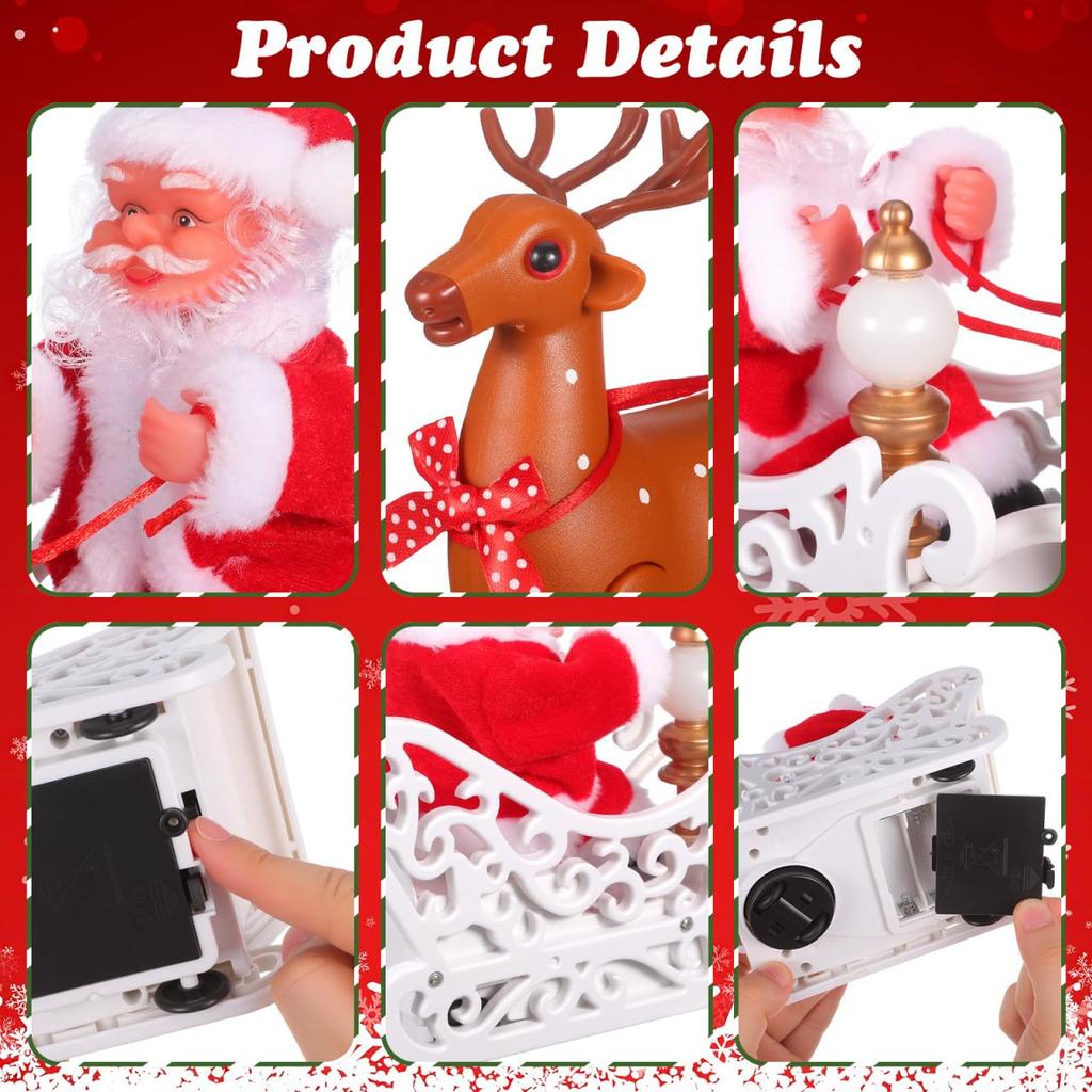 KESYOO Christmas Decorations, Santa Claus and Reindeer Figurine, Plush Toy, Moving Toy, Home Ornament, Gift, Present, Desktop, Craft