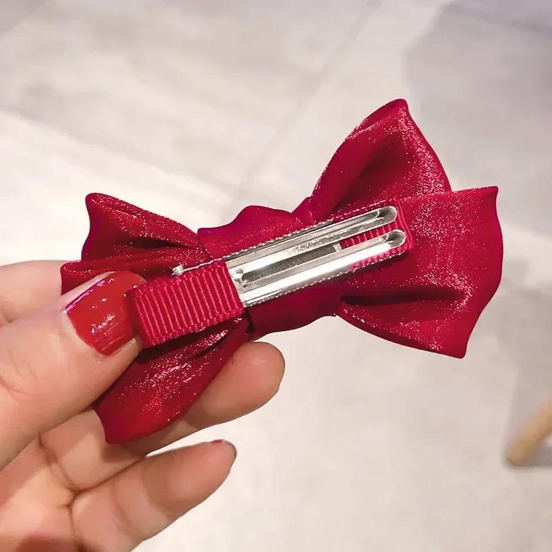Sweet Bow Hair Clip Women Girls Bowknot Hair Clips Girls Princess Satin Butterfly Barrettes Duckbill Clip Kids Hair Accessories