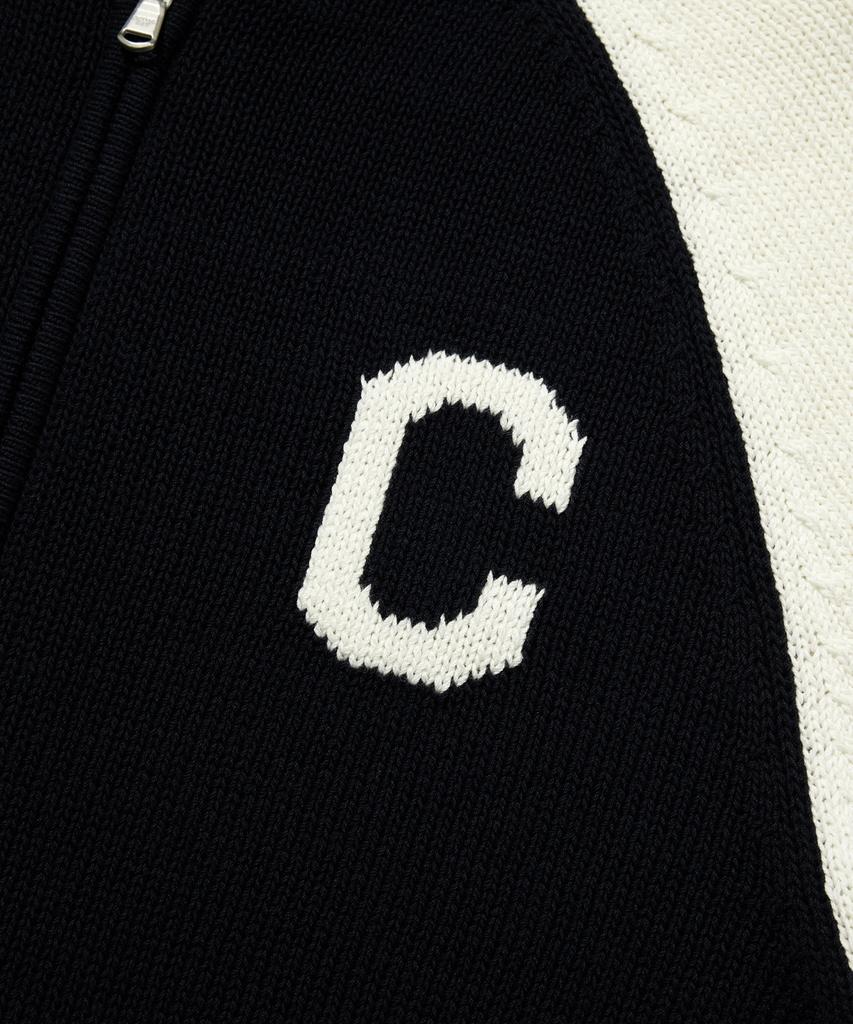 Covernat Woman C Logo Varsity Zip-Up Cardigan Navy