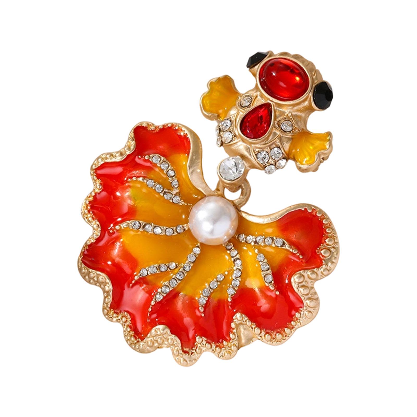 

Trendy Rhinestones Fish Pin Modern Vintage Comfortable Fastening Suitable Scarf Coat Bag Decoration красный