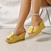 Fashion Fairy Wind Wear Wedge Heels Slippers 2025 Summer New Flowers Small Daisies Thick Bottom Height Casual Sandals
