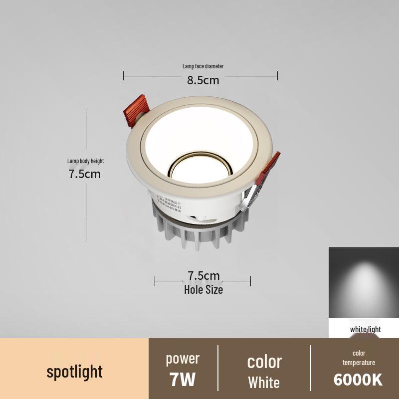 Spot încastrat fără ramă anti-orbire pentru sufragerii și holuri