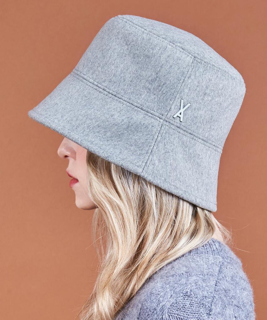Bajal Studded Drop Oversized Wool Bucket Hat Grey