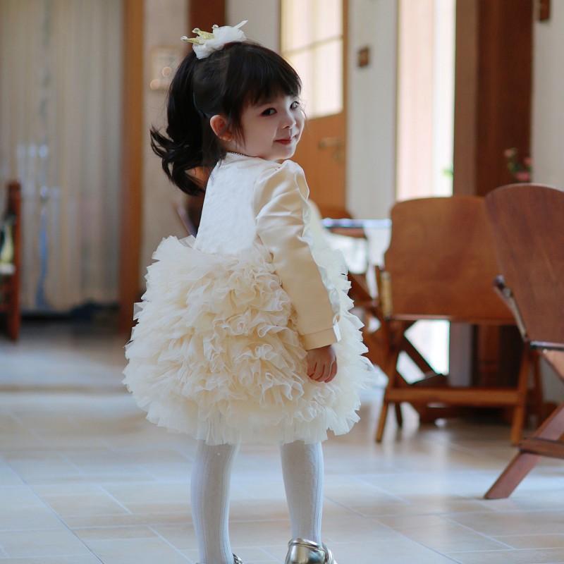 Baby Girls Princess Dress White Short Sleeve Birthday Party Wedding Tutu Gown