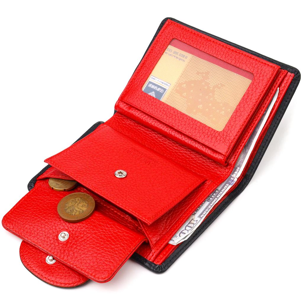 Удобный вертикальный женский кошек из натуральной гладкой кожи CANPELLINI Wallet 21683 Черный