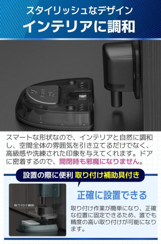 fogman Door Stopper, Indoor/Entrance Door Stop, Strong, Aftermarket Locking Function, Stick-On, Safety (Black)