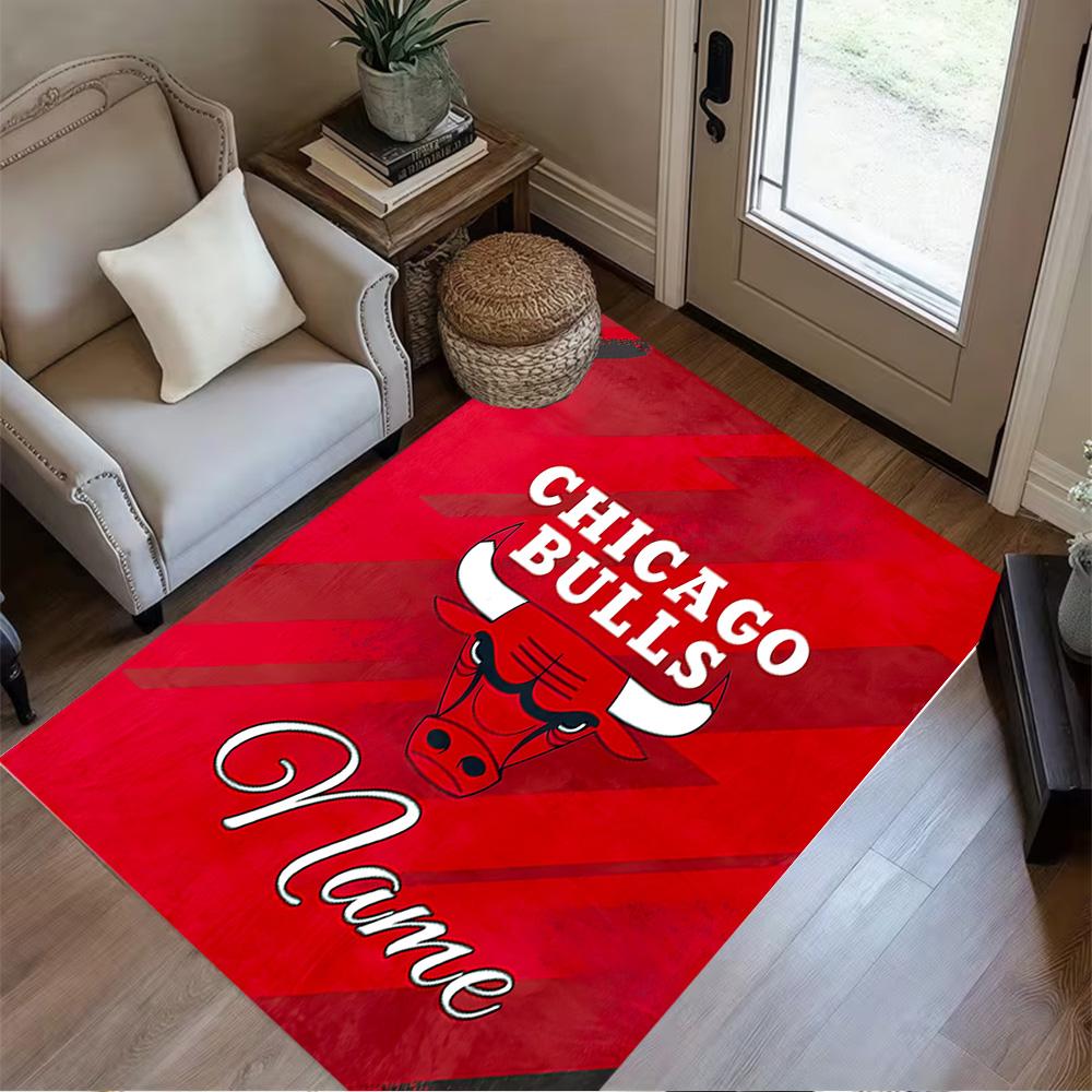 Chicago Bulls Fan Gear Personalized Name Floor Mat Perfect for Outdoor Entryway Foyer Balcony Antislip Carpet Office Home Decor Spiritual Gift