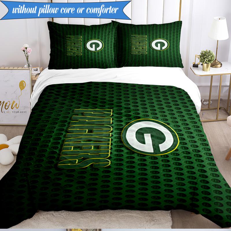 Green Bay Packers Bettwäsche-Set 3-teilig, inklusive 1 Bettbezug und 2 Kissenbezügen. Perfekt für Weihnachten, ideal für Schlafzimmer, Studentenwohnheim