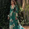 Winter, Europe And The United States New Women'S V-Neck Long-Sleeved Printed Pendulum Dress