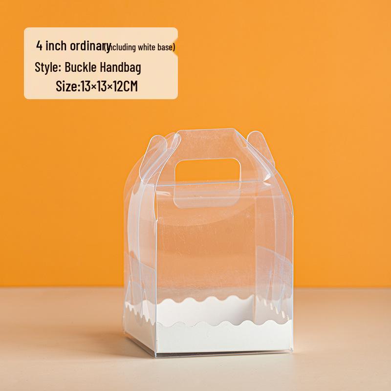 Four-Inch Transparent Cake Box with Handle for 2/3/5/6-Inch Western-Style Pastries