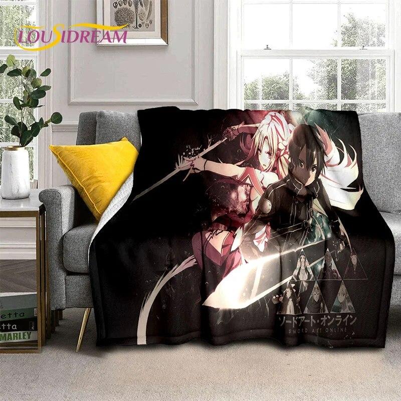 SAO Novel Cartoon Sword Art Online Decke, weiche Überwurfdecke für Zuhause, Schlafzimmer, Bett, Sofa, Picknick, Reisen, Büro, Decke für Kinder