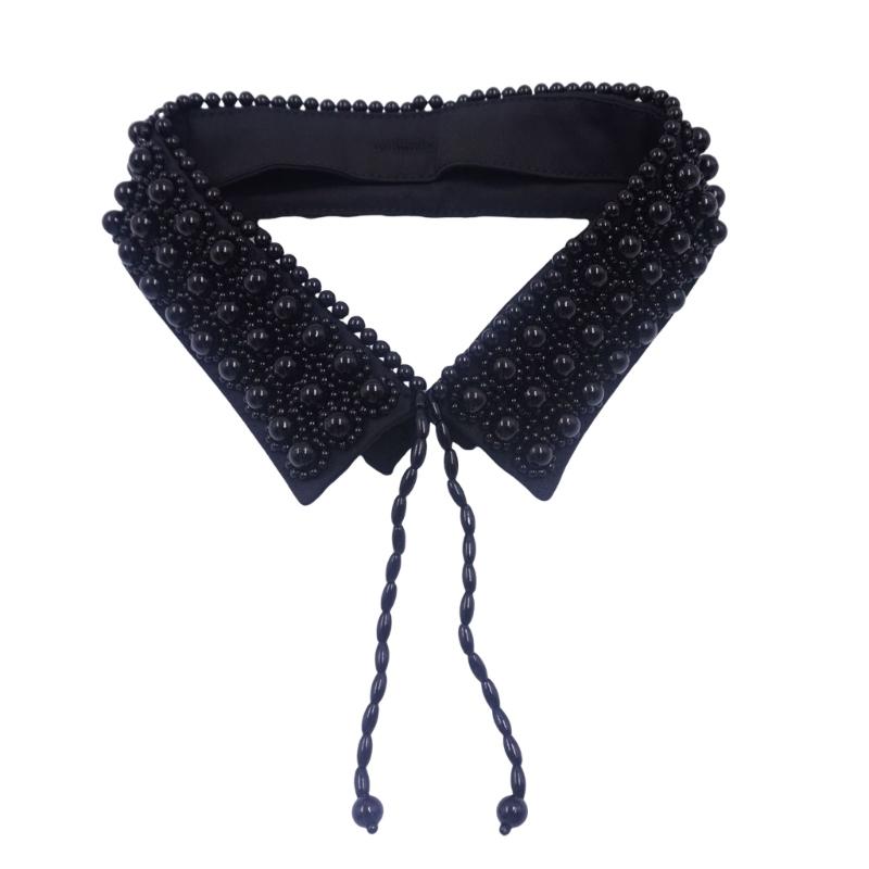 Adjustable Artificial Pearls Detachable Collar For Women Elegant Neckwear Decorative Collar Accessory With Laceup Tied