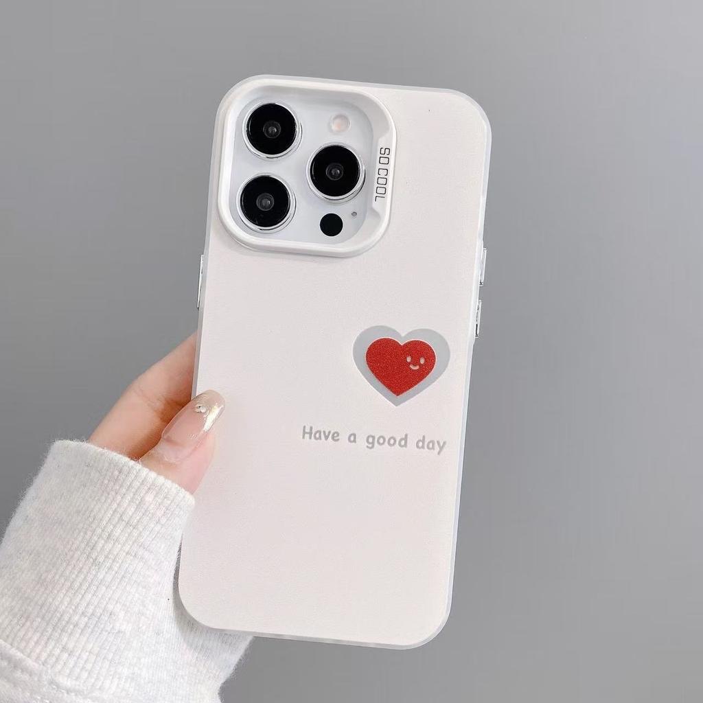 Love smiley face for apple iPhone17 mobile phone case colored silver apple 16/15/14 girl 13 trend 12