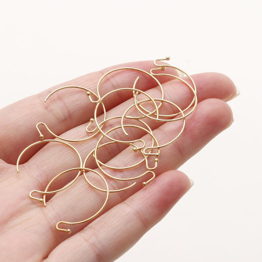20pcs/lot 14K 18K Gold Plated Hoop Earring Hooks Ear Wire Findings For DIY Making Earrings Jewelry Accessories Wholesale