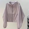 Chaqueta Cortavientos Fina con Capucha para Mujer Protección Solar Cremallera Casual para Viaje
