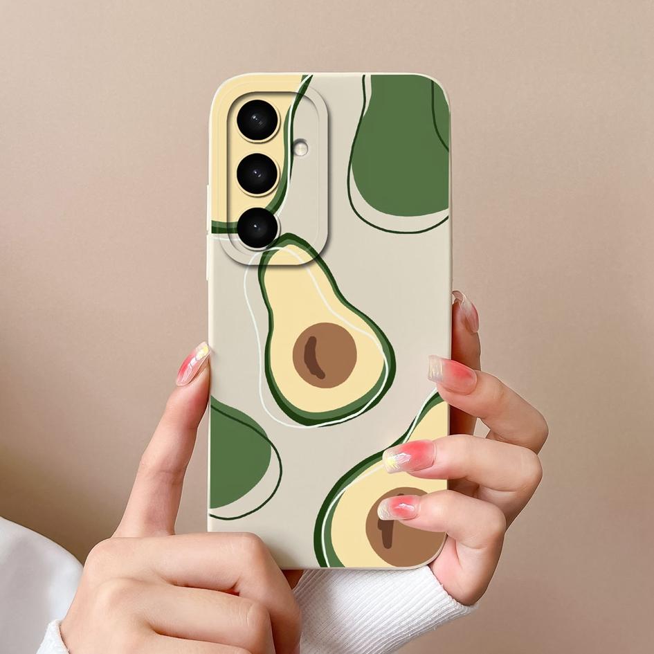 Shell For Samsung A05 A16 A56 A26 A36 F14 A05S S25 Plus Ultra Case Exquisite Avocado Durable Anti Slip Liquid Silicone Pretty Flower Cover For Samsung