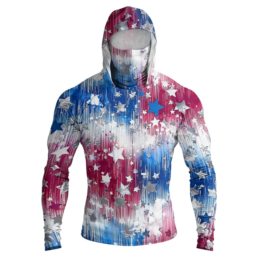 Men's Casual Raglan Sleeve Hoodie Long Sleeve Sun Protection Shirt Lightweight Breathable Outdoor Sportswear with Graphic Print