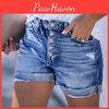 Pantaloni scurți de damă din denim rupți, elastici, cu găuri