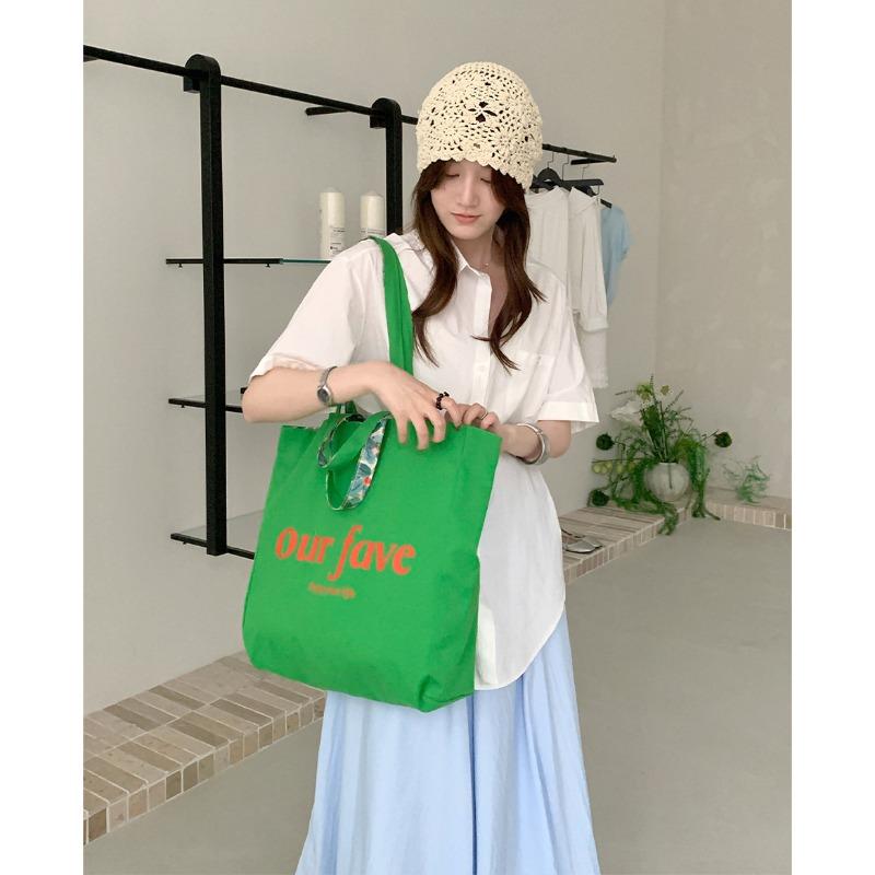 Spring and summer new products bright green double-sided bag fresh floral tropical shoulder bag summer versatile handbag