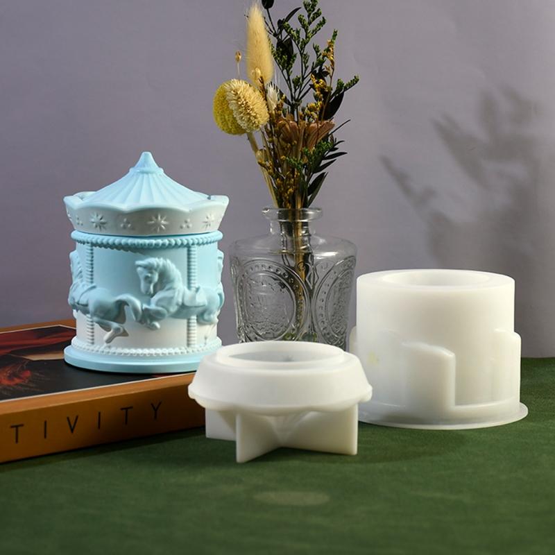 Round Shape Plaster Storage Box Silicone Molds DIY Candle Cup Storage Jar Gypsum Home Decoration Mould