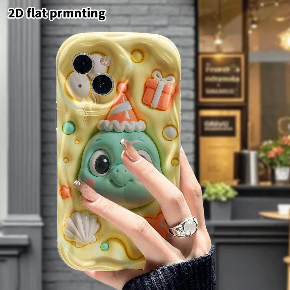 Phone Case: 2D flat design, suitable for iPhone 18, 17, 16, 15, 14, 13 Pro protective cases, party little turtle, perfect Christmas and Halloween holi