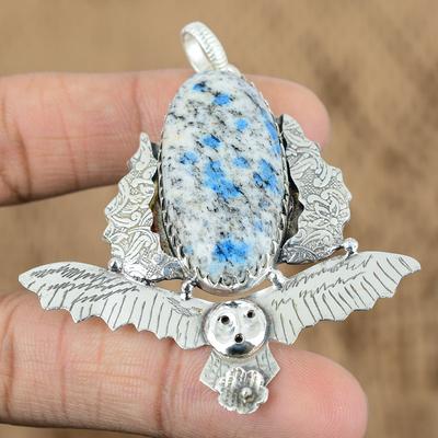 Natürlicher K2 Jaspis Edelstein Schmuck 925 Sterlingsilber Anhänger Eule Für Frauen