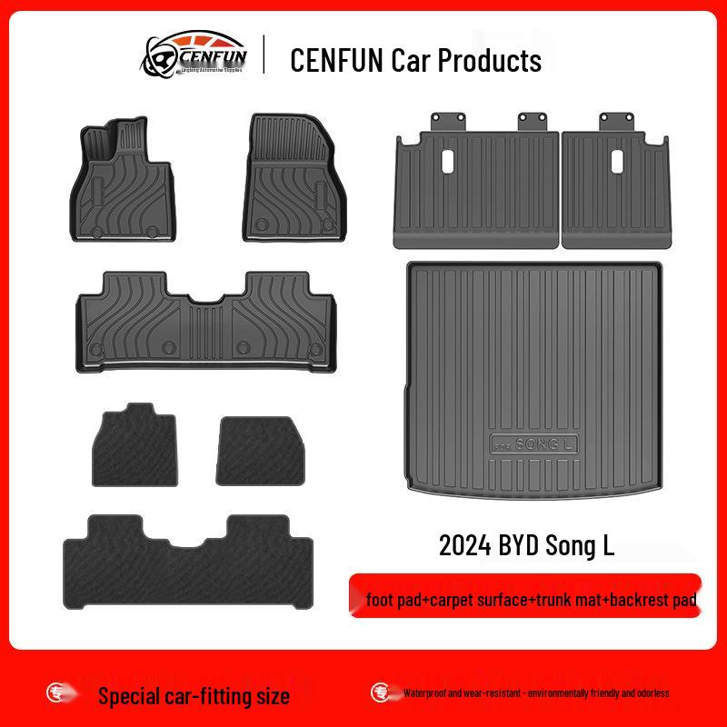 2024 BYD Song L Overseas Version TPE Floor Mats and Trunk/Backrest Pad Set
