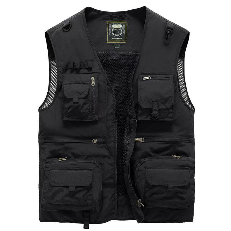 Men's Multi-Pocket Sleeveless V-Neck Vest for Summer Hiking & Photography