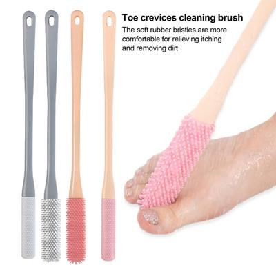 2Pcs Silicone Foot Scrubber with Long Handle Soft Toe Cleaning Brush