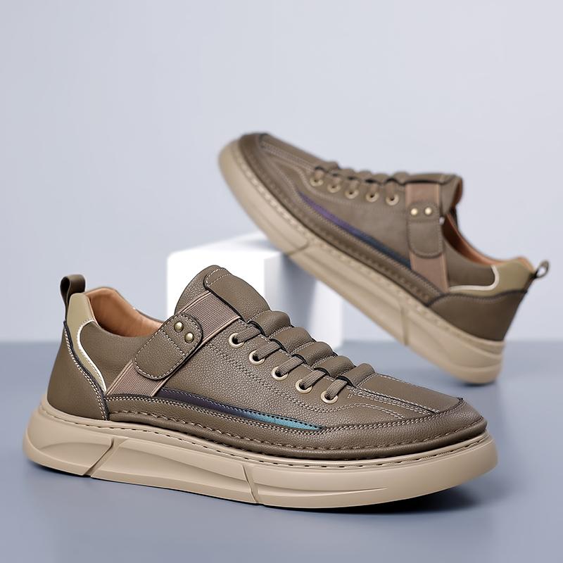 FashionOutdoor Men's Casual Shoes Genuine Leather Men Sneakers Handmade Man Driving Shoes Soft Leisure Walk Sneakers Treking Footwear