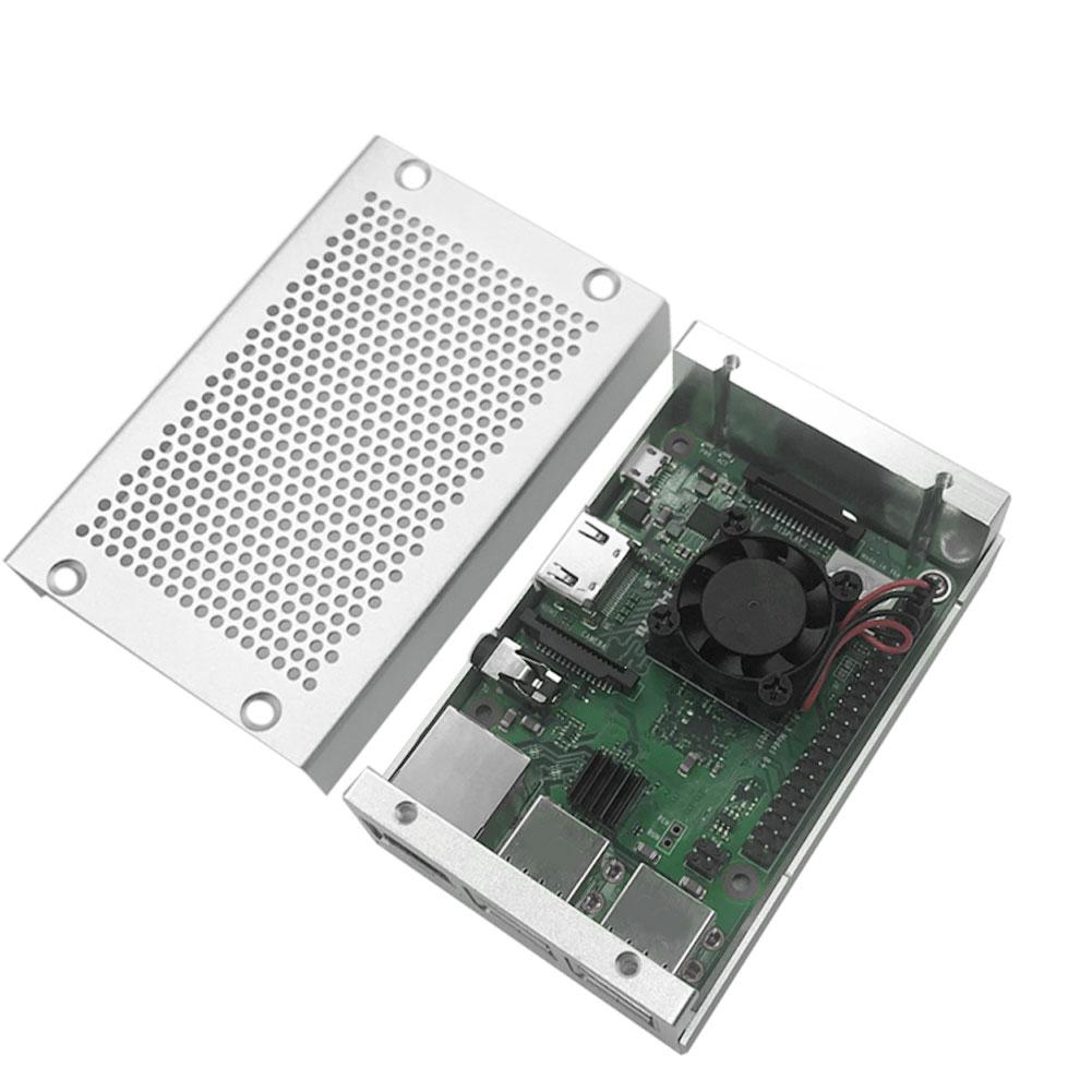 Metallkabinett Kjøleribbe Støvtett Chassis Hovedkortdeler for Raspberry Pi 3 Modell b